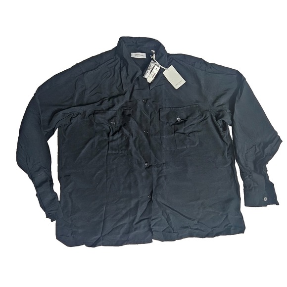 Madewell Tops - Madewell Alexa Chung Pleat-Pocket Button-Up Shirt  Eyelet Black XL NT108